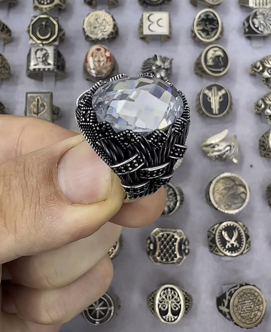 Zirkon taşlı 925 ayar gümüş erkek yüzük